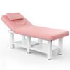 Stationary Massage Table with Backrest and Storage Space, 6 Square Legs Metal Frame PU Leather, 31.5'' Wide  75'' Long for Treatment Table Physical Therapy Table Spa Facial Bed, Pink view 1