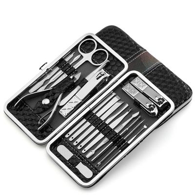18pcs Manicure Nail Clipper Set Household Stainless Steel Ear Spoon Nail Clippers Manicure Tool Pedicure Nail Scissor,Black