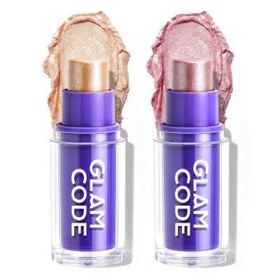 Glam Code Highlighter Makeup stick, Highlighter Makeup Stick for Face and Body, Radiant & Shimmer Glow, Buildable Color for All Day | Vegan & Cruelty-Free #03