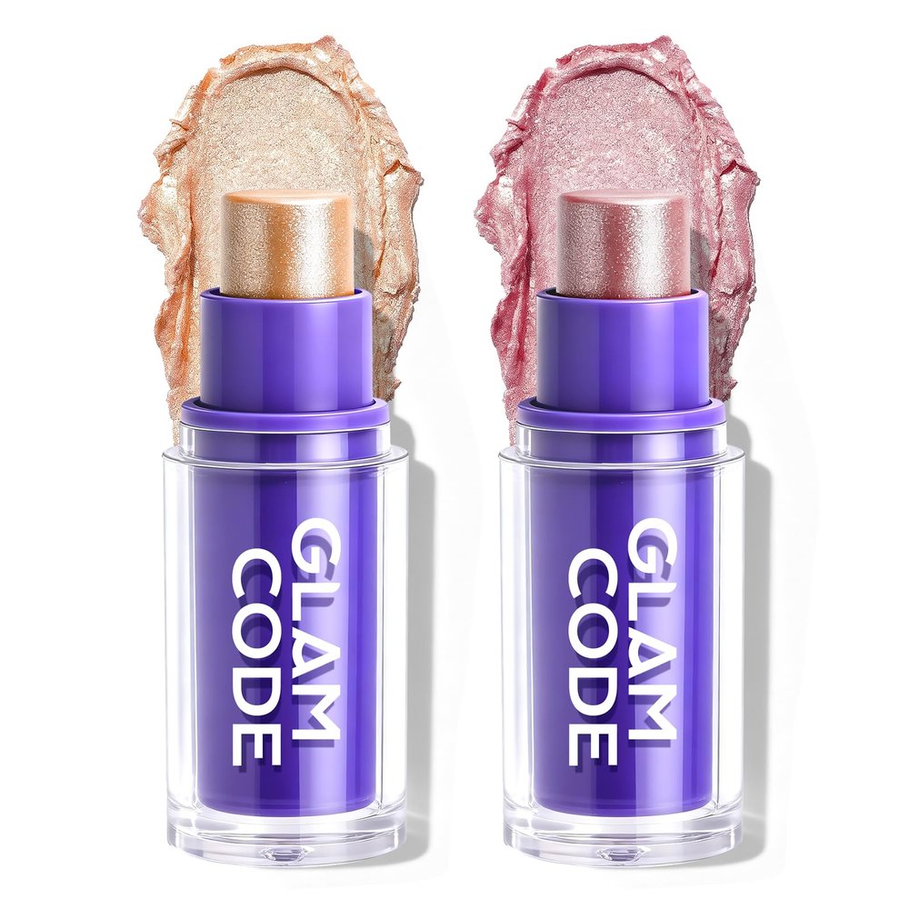 Glam Code Highlighter Makeup stick, Highlighter Makeup Stick for Face and Body, Radiant & Shimmer Glow, Buildable Color for All Day | Vegan & Cruelty-Free #03