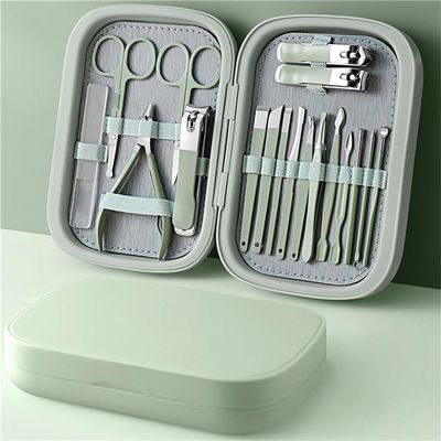 18 Pcs Manicure Nail Clipper Household Stainless Steel Ear Spoon Nails Clippers Pedicure Nail Scissors Tool Kit,Green(Green)