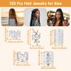 120Pcs Silver Hair Cuffs Charms Rings for Braids, Silver Hair Jewelry Clips for Braids, Dreadlock Accessories for Braid Women Men Festival Pirate Jewelry Decorations view 3