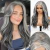 HAIRCUBE 13x6 HD Lace Front Wig Synthetic 22 Inch Gray Long Wave Layered Glueless Wig for Women, Natural Look Daily Wear view 1
