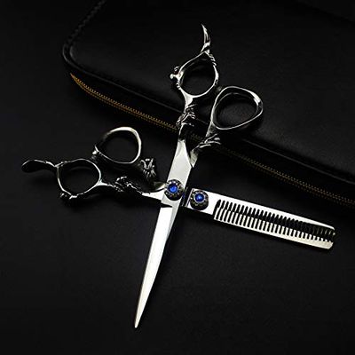Professional Hair Cutting Shears, Professional 440c 6 inch gem Dragon Handle Hair Cutting Scissors Haircut thinning Barber haircutting Shears Hairdresser Scissors kit