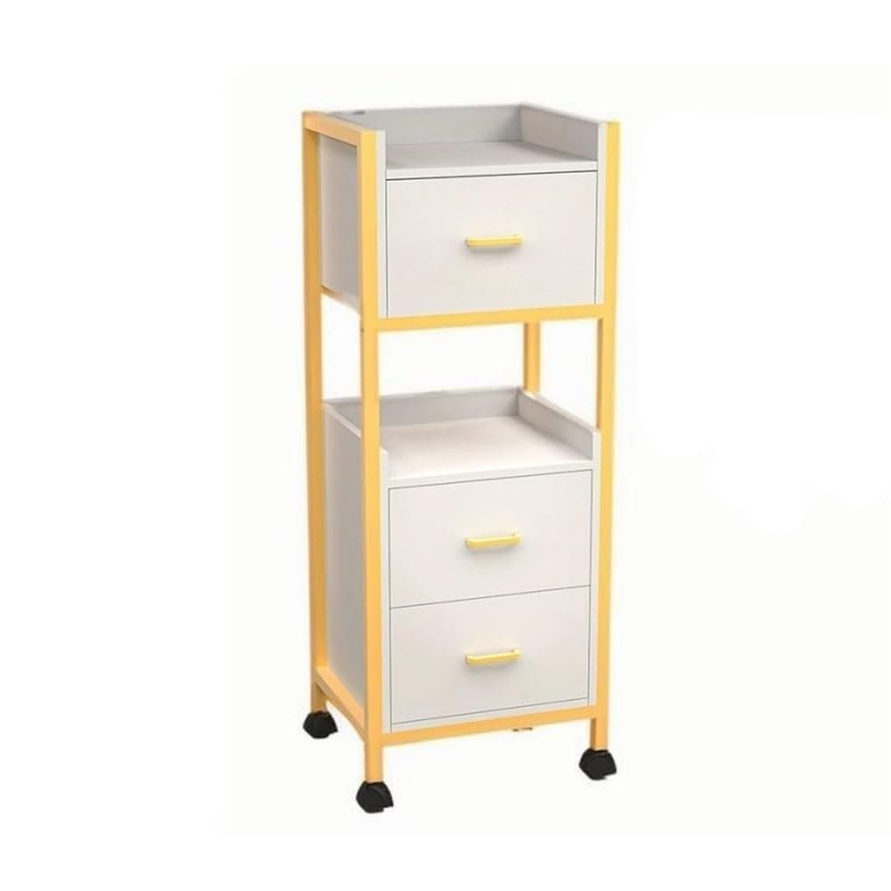 FYZPIVM 3-Drawer Rolling Salon Station for Hair Stylist, Freestanding Barber Tool Chest with Storage, Utility Cart, Makeup Organizer Cabinet for Nail Techs, Beauty Salons(White)