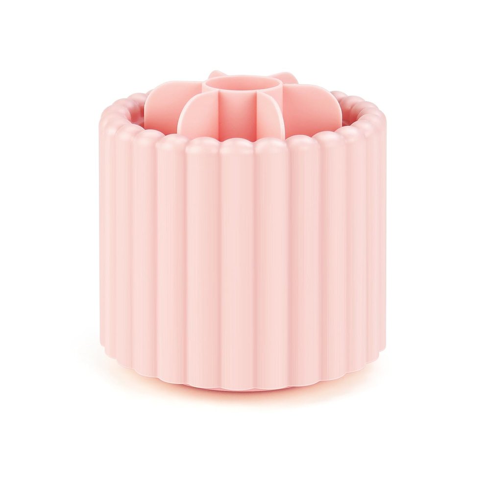 yuntop 1 Pack 360 Rotating Makeup Brush Organizer, 7 Slot Make up Brush Holder for Vanity, Dresser, Desk (Pink)