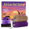 African Net Sponge Authentic Exfoliating - Authentic African Bath Sponges with Knots Exfoliating Body Scrubber for Women Back Scrub Exfoliator for Shower Bathroom Accessories Purple + Champagne ARCH&M view 1