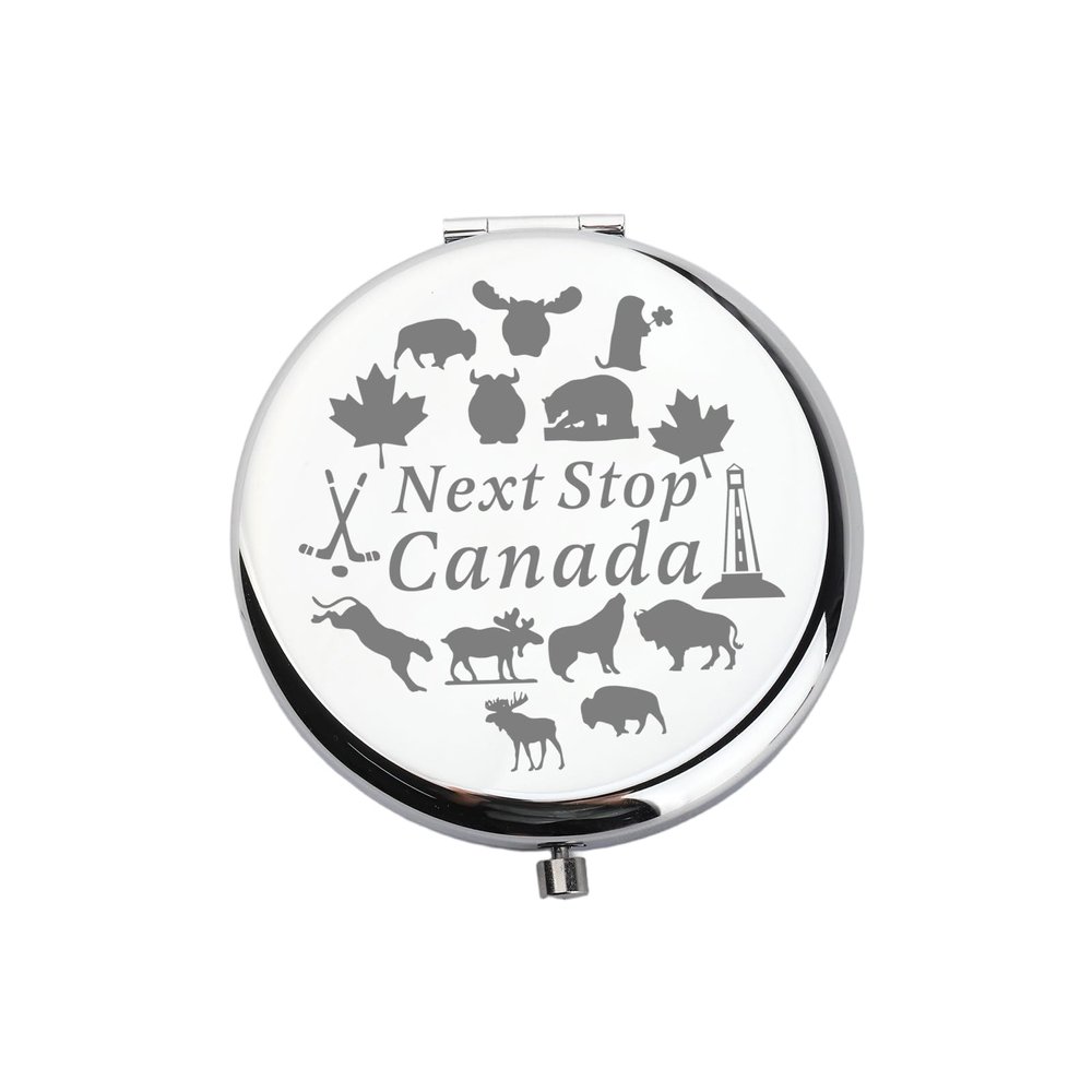 WUSUANED Canada Travel Makeup Mirror Next Stop Canada Mirror Canada Souvenirs Gift Canada Pride Gift Canadian Trip Gifts (Canada Travel Mirror S1)
