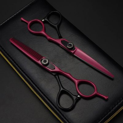 Professional Hair Cutting Shears, 6inch Japan 440c Steel Scissor Red Hair Scissors Cutting Barber Haircut thinning Shears Hairdresser Scissors