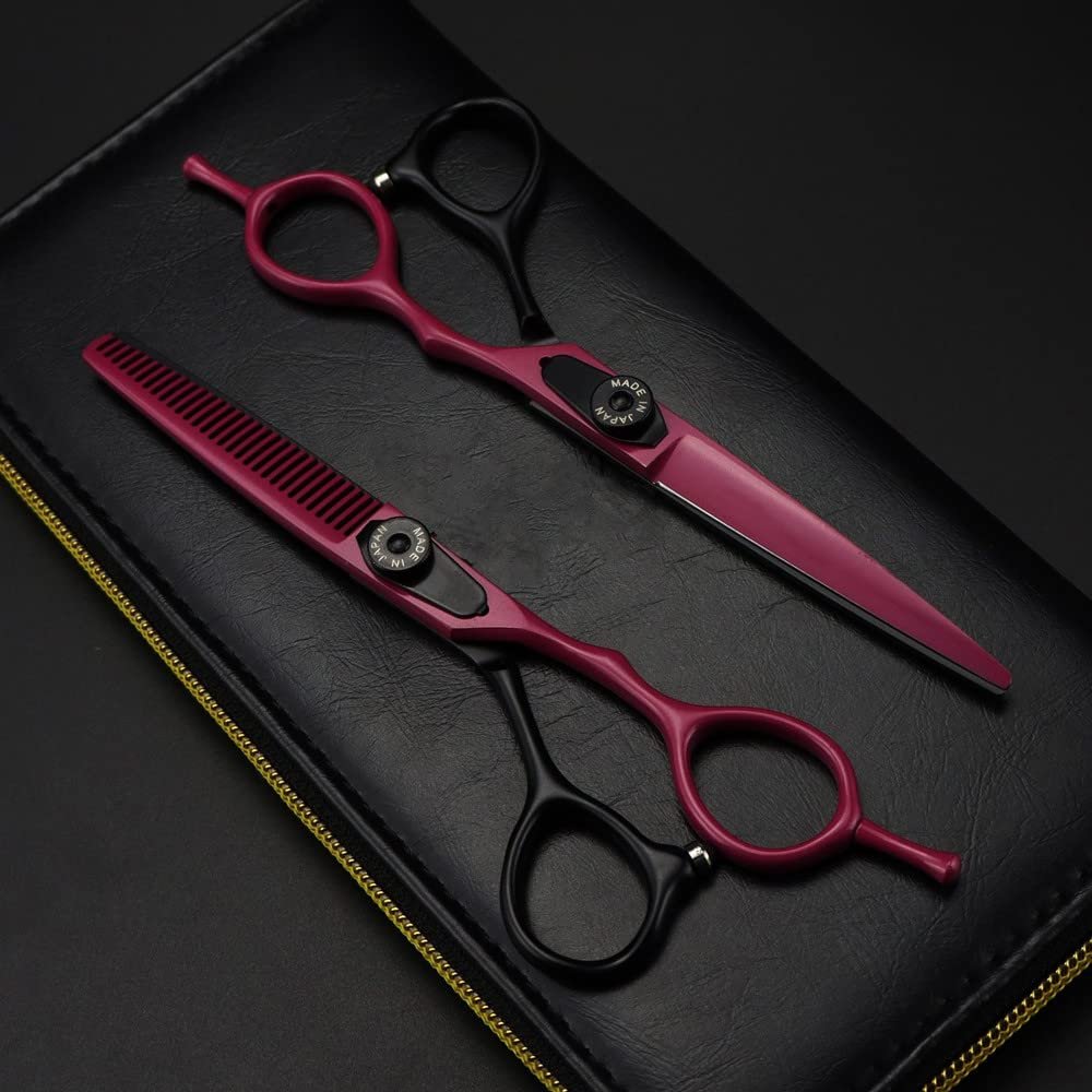 Professional Hair Cutting Shears, 6inch Japan 440c Steel Scissor Red Hair Scissors Cutting Barber Haircut thinning Shears Hairdresser Scissors