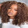Curlyme Pre-bleached Wear Go Glueless Highlights Ombre Kinky Curly Pre-cut Lace Wig Pre-plucked 7x5 Glueless Wigs Human Hair Beginner Friendly Natural Hairline 180% Lace Front Wigs Human Hair 20 Inch view 1