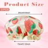 2 PCS Kids Shower Caps, Girls Shower Cap for Kid Waterproof Cute Rabbit Bonnets Elastic Band Bonnet Satin and Eva Soft Kid Sleeping Cap Hair Cover Hat Reusable Caps for Kids(Yellow & Purple) view 2