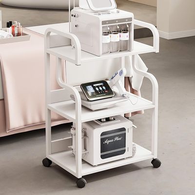 Bubinblau Rolling Salon Cart for Beauticians, Esthetician Trolley Cart with Wheels, Salon Spa Beauty Machine Trolley Stand, for Beauty Salon Club,White,3 Tier