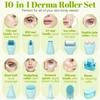 Derma Roller, TUMAKOU 10 in 1 Microneedle Roller Set for Face, Body, Scalp, Beard Hair, Microneedling Micro Needling Roller Kit for Women Men, with Storage Case & Face Ice Roller & Facial Brush(Green) view 3
