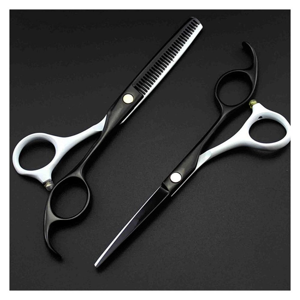 5.5 Inch Professional Hair Cutting Scissors Set - Barber & Thinning Scissors for Hairdressers and Pet Grooming (White B)