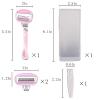 AOUGO Women's Travel Razor Set, Purple, Plastic Handle, 4-Blade System with 2 Refills and Case, Compact Portable Design for Sensitive Shaving (Pink) view 3