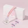 AOUGO Women's Travel Razor Set, Purple, Plastic Handle, 4-Blade System with 2 Refills and Case, Compact Portable Design for Sensitive Shaving (Pink) view 4