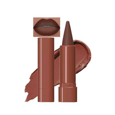 Mefyhtune 2-in-1 Gradient Brown Lip Liner & Lipstick, Dark Brown Maroon Waterproof Long Lasting Matte Lip Liner Pencil, Makeup Smudge proof lip liner with Cone Tip (05#-Dark Brown)
