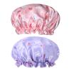 2 PCS Kids Shower Caps, Girls Shower Cap for Kid Waterproof Cute Rabbit Bonnets Elastic Band Bonnet Satin and Eva Soft Kid Sleeping Cap Hair Cover Hat Reusable Caps for Kids(Pink & Purple) view 1