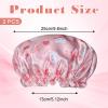 2 PCS Kids Shower Caps, Girls Shower Cap for Kid Waterproof Cute Rabbit Bonnets Elastic Band Bonnet Satin and Eva Soft Kid Sleeping Cap Hair Cover Hat Reusable Caps for Kids(Pink & Purple) view 2