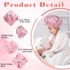 2 PCS Kids Shower Caps, Girls Shower Cap for Kid Waterproof Cute Rabbit Bonnets Elastic Band Bonnet Satin and Eva Soft Kid Sleeping Cap Hair Cover Hat Reusable Caps for Kids(Pink & Purple) view 3