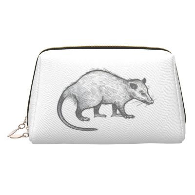 Large Makeup Bag For Purse, Vegan Leather North American Opossum Makeup Zipper Pouch, Cosmetic Storage Bag Organizer Makeup Stuff Bag For Women