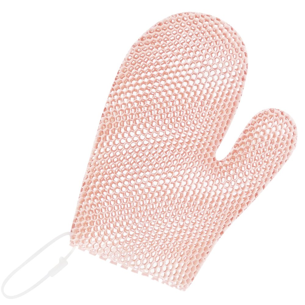 etspolt Exfoliating Glove Bath Mitt -Exfoliating Gloves for Shower, Body Scrubber for Deep Cleansing, Quick Drying Bath Gloves (Pink)