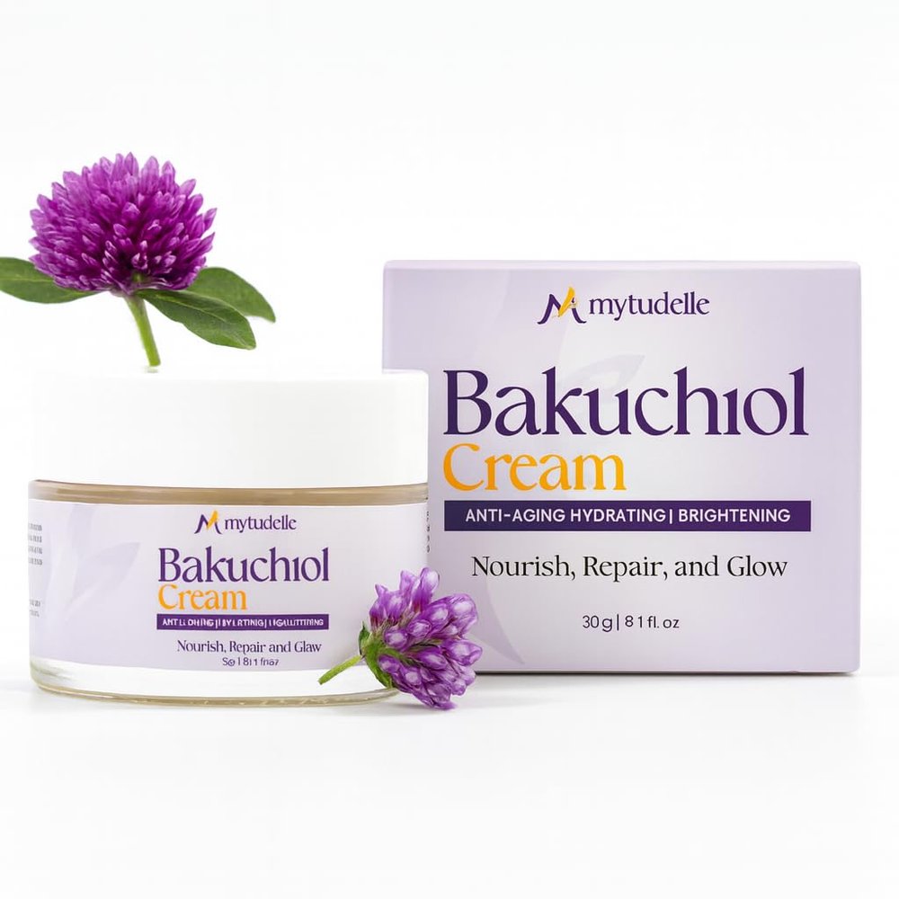 Mytudelle Bakuchiol Cream  Natural Retinol Alternative Face & Night Moisturizer for Women, Smooths Wrinkles, Improves Elasticity & Tone, Deep Hydration, Vegan Anti-Aging Skincare  30g