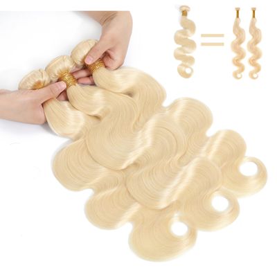 KingSup Blonde Body Wave Bundles Human Hair 14 16 18 Inch 15A 613 Bundles Human Hair,Sew In Quick Weave Body Wave Bundles 100% Real Human Hair Extensions Tangle Free Shedding Free Triple Lifespan