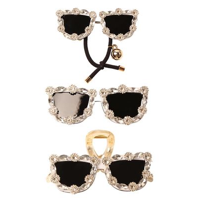 Acxico 3PC 13.5cm Large European-American Personality Eye Design Hair Clips, Summer Sparkling Shark Clips for Back Hair, Grab Clips for Hair Styling