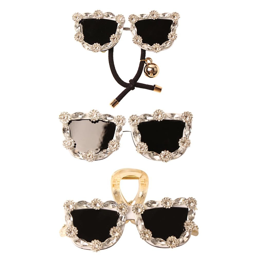 Acxico 3PC 13.5cm Large European-American Personality Eye Design Hair Clips, Summer Sparkling Shark Clips for Back Hair, Grab Clips for Hair Styling