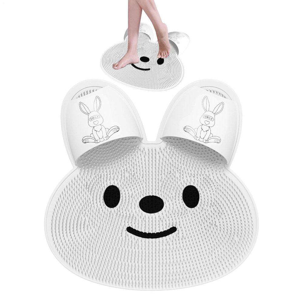 Silicone Rabbits Foot Scrubber for Shower, Foot Cleaner for Shower Anti-Slip Suction Cups, Back/feet Massage Bath Mat Clean Exfoleeiate, Feet Care Spa, Promotes Bloods Circulation, Relieves Fatigue