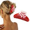 1Pc Halloween Skull Hair Claw Clips - Red Gothic Grace Design Fashion Cartoon Horror Hair Barrettes Hair Accessories Clamps Cosplay Halloween Party Decorations (Skull-Red) view 1