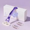 AOUGO Women's Travel Razor Set, Purple, Plastic Handle, 4-Blade System with 2 Refills and Case, Compact Portable Design for Sensitive Shaving (Purple) view 3