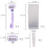 AOUGO Women's Travel Razor Set, Purple, Plastic Handle, 4-Blade System with 2 Refills and Case, Compact Portable Design for Sensitive Shaving (Purple) view 4