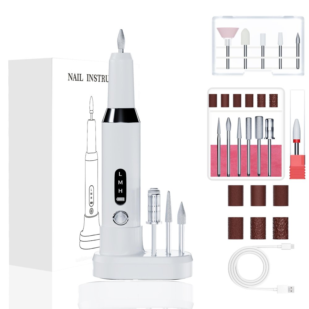 Nail Dremel - Cordless Electric Nail File with 12 Drill Bits - Nail Drill for Acrylic Gel Dip Powder Nails, Nail Dremel Tool for Women Electric for Manicure Pedicure Polishing Shape.