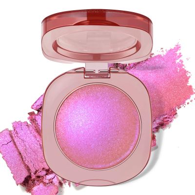 HOSAILY Holographic Chameleon Pink Purple Eyeshadow&Highlighter Palette Makeup, Color Shift Glitter Iridescent Cream Highlighter, Smooth Long Lasting Sparkling Facial Illuminator Palette Fairy Makeup