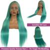 Ubetta Glueless Transparent 13x6 Lace Front Wigs Human Hair Pre Plucked 18 Inch Colored Aquea Blue Wig Human Hair 180% Density HD Straight Lace Front Wigs for Women view 2
