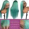 Ubetta Glueless Transparent 13x6 Lace Front Wigs Human Hair Pre Plucked 18 Inch Colored Aquea Blue Wig Human Hair 180% Density HD Straight Lace Front Wigs for Women view 3