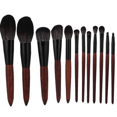 12pcs Professional Makeup Brushes Set, Complete Cosmetics Tool Kit, Lightweight and Portable, Soft Brush Hair, Safe for Skin, Textured Wooden Handle, Ideal for Travel and Daily Mak