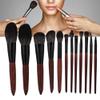 12pcs Professional Makeup Brushes Set, Complete Cosmetics Tool Kit, Lightweight and Portable, Soft Brush Hair, Safe for Skin, Textured Wooden Handle, Ideal for Travel and Daily Mak view 3