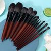 12pcs Professional Makeup Brushes Set, Complete Cosmetics Tool Kit, Lightweight and Portable, Soft Brush Hair, Safe for Skin, Textured Wooden Handle, Ideal for Travel and Daily Mak view 4
