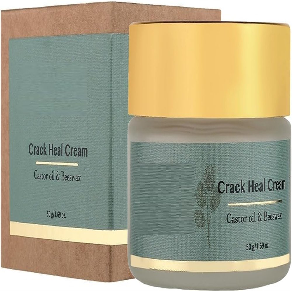 Crack Heal Cream with Castor Oil and Beeswax, Natural Foot Healing Cream, 1.69 oz