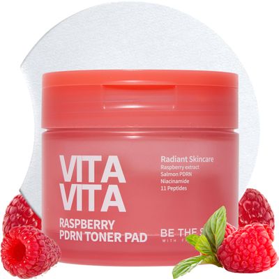 BE THE SKIN Vitavita Raspberry PDRN Toner Pad, 2% Niacinamide, 60 Pads