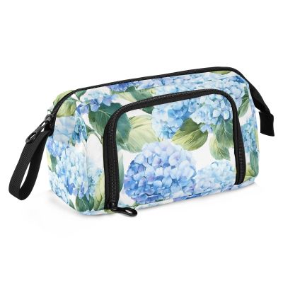 Hydrangea Blue Flowers Large Capacity Pencil Case Pen Bag Zipper Pencil Pouch Big Aesthetic organizer Back to School Supplies
