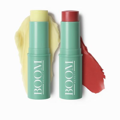 Boomstick GLO  + Boomstick Rose Nude  - Buildable Lip & Cheek Tint Makeup Sticks, Moisturizer Stick & Soft Rosy Blush - BOOM! by Cindy Joseph Cosmetics