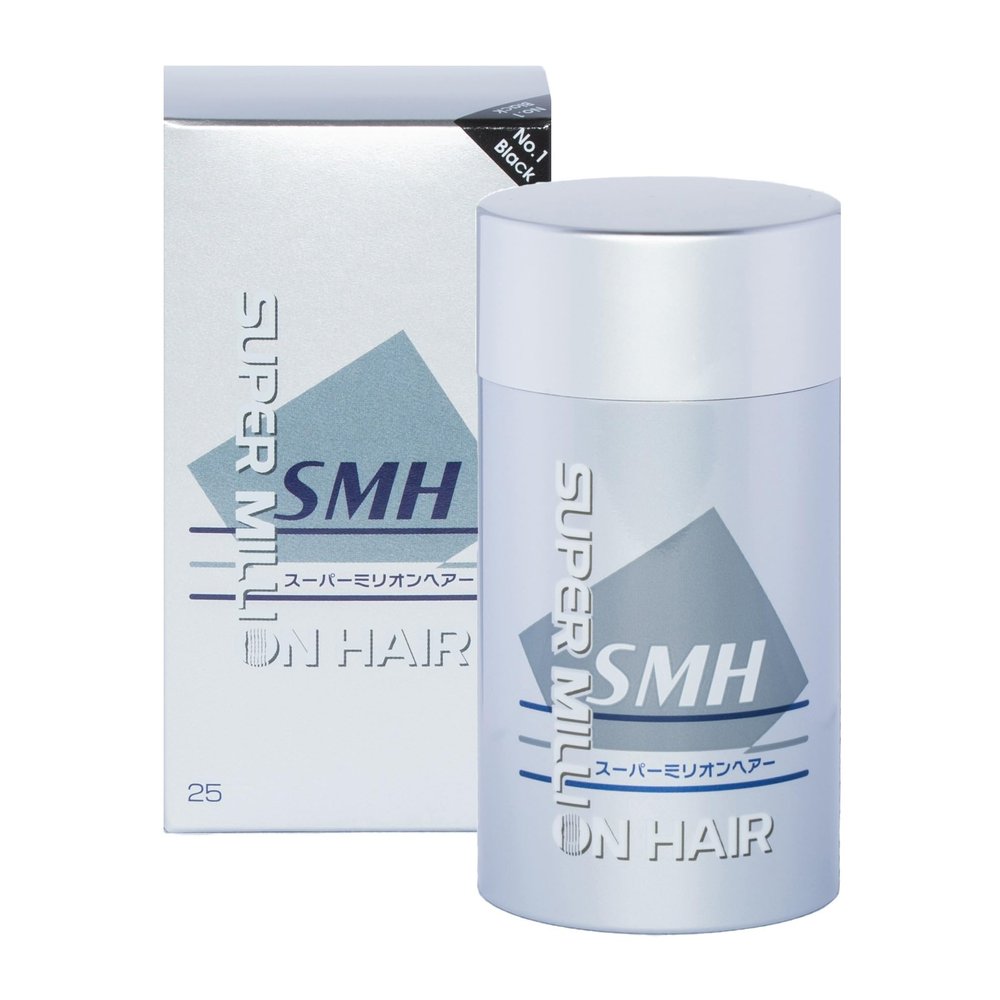 Super Million Hair SMH Hair Fibers MADE IN JAPAN Instantly Conceals Thinning Hair Long-Lasting, Natural Look Root & Bald Spot Coverage For Men & Women (25g, Black)