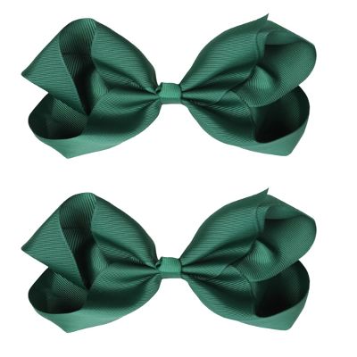 Hair Clips, Classic Hairbow Style, 2 Pack, 6 Inch, Daily Wear for Women, All Hair Types (Forest Green, 6 Inch)
