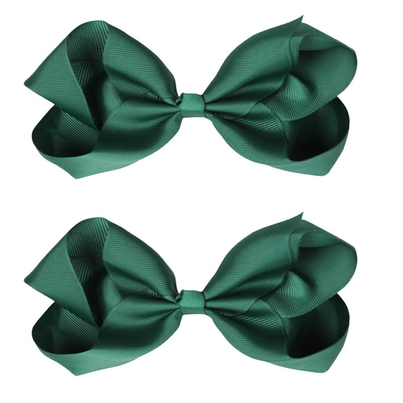 Hair Clips, Classic Hairbow Style, 2 Pack, 6 Inch, Daily Wear for Women, All Hair Types (Forest Green, 6 Inch)