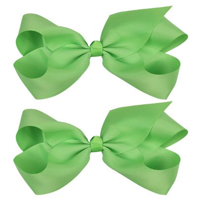 Hair Clips, Classic Hairbow Style, 2 Pack, 6 Inch, Daily Wear for Women, All Hair Types (Apple Green, 6 Inch)